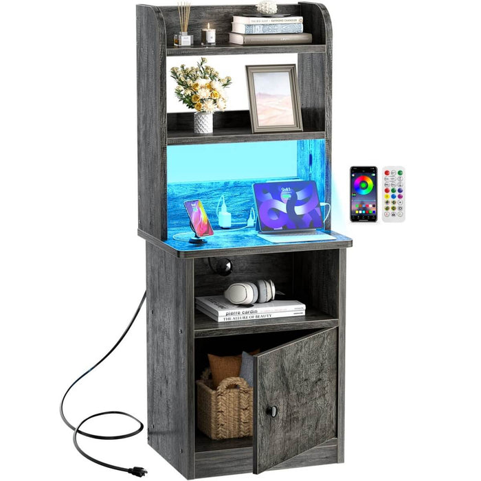 47'' Nightstand with Charging Station and LED Lights