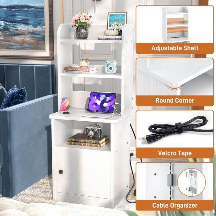 47'' Nightstand with Charging Station and LED Lights