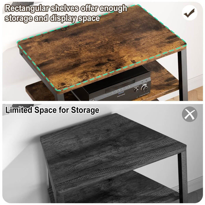 4-Tier Wooden AV Component Media Stand with Power Outlets and LED Lights