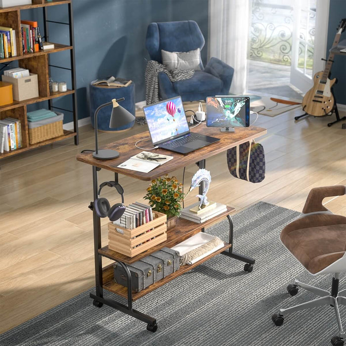 Height Adjustable Computer Desk with Charging Station