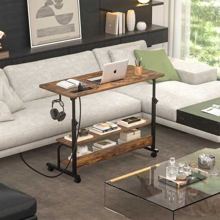 Height Adjustable Computer Desk with Charging Station