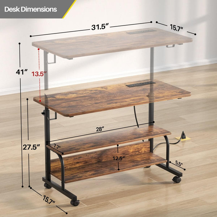 Height Adjustable Computer Desk with Charging Station