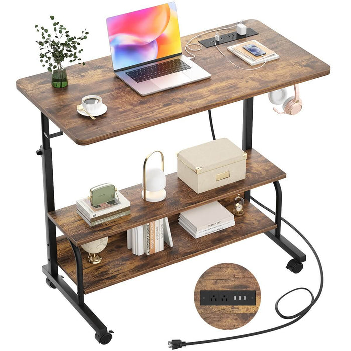 Height Adjustable Computer Desk with Charging Station