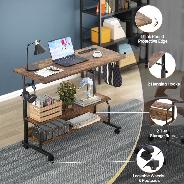 Height Adjustable Computer Desk with Charging Station