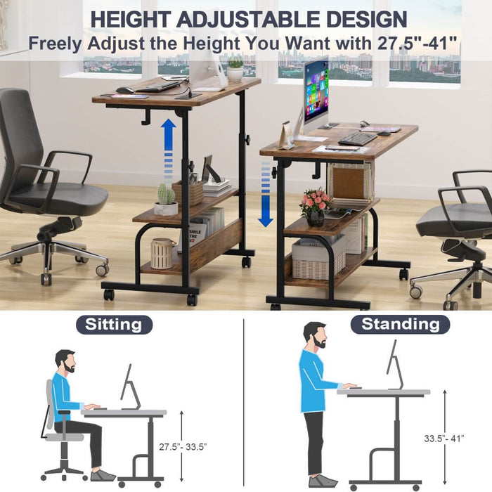 Height Adjustable Computer Desk with Charging Station