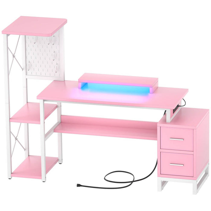 Computer Desk with Power Outlets and Fabric Drawers