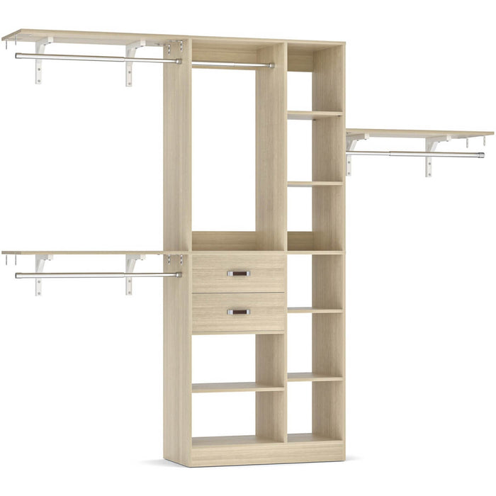 96'' Closet Organizer with 13 Shelves, DIY Closet System with Drawers and Hanging Rods