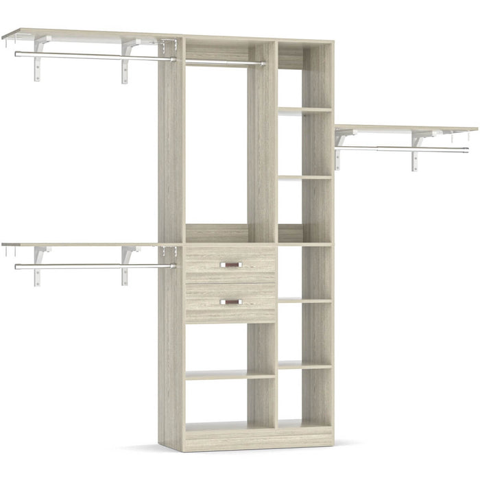 96'' Closet Organizer with 13 Shelves, DIY Closet System with Drawers and Hanging Rods