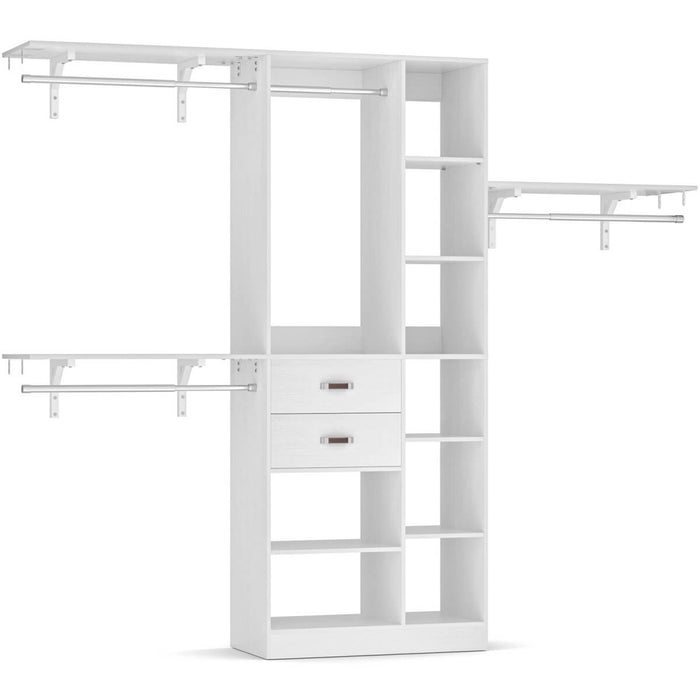 96'' Closet Organizer with 13 Shelves, DIY Closet System with Drawers and Hanging Rods