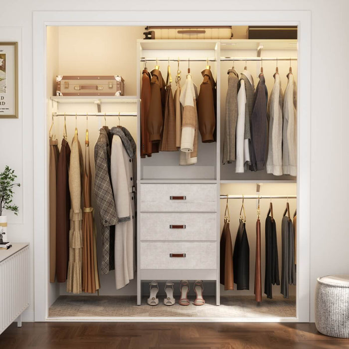 60'' Closet System with 3 Fabric Drawers