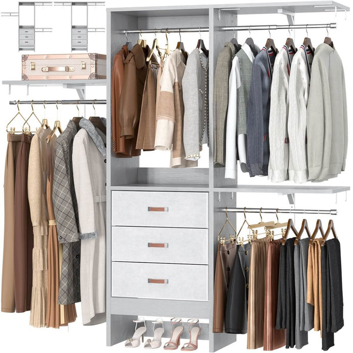 60'' Closet System with 3 Fabric Drawers