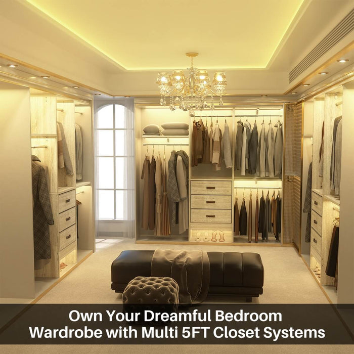 60'' Closet System with 3 Fabric Drawers