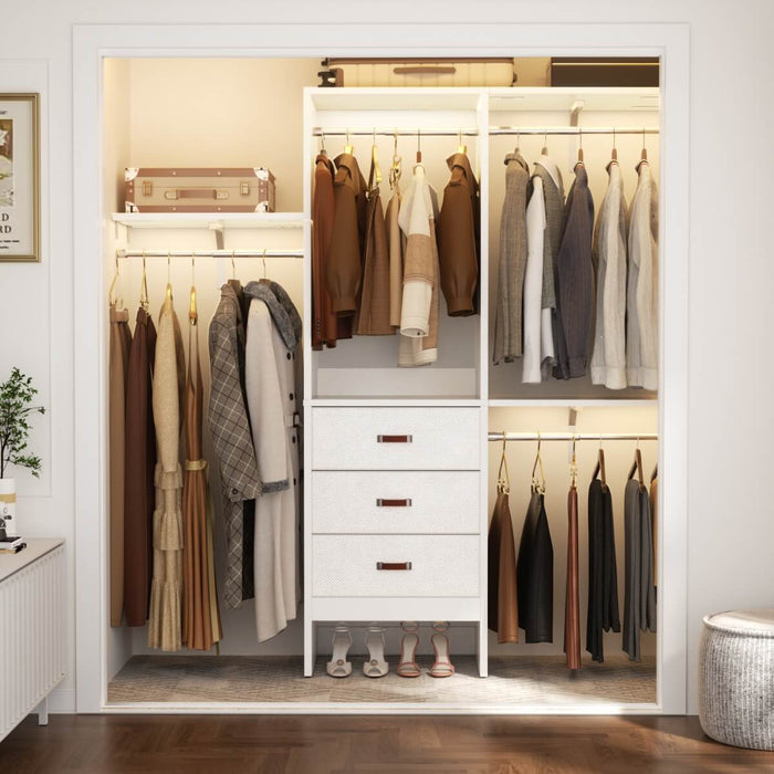 60'' Closet System with 3 Fabric Drawers