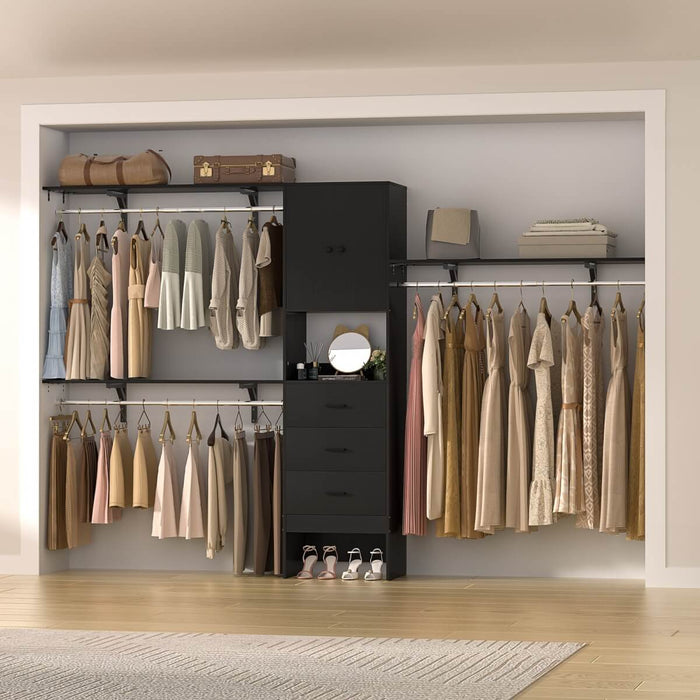 20'' - 120'' Adjustable Wooden Closet System with Doors and Drawers
