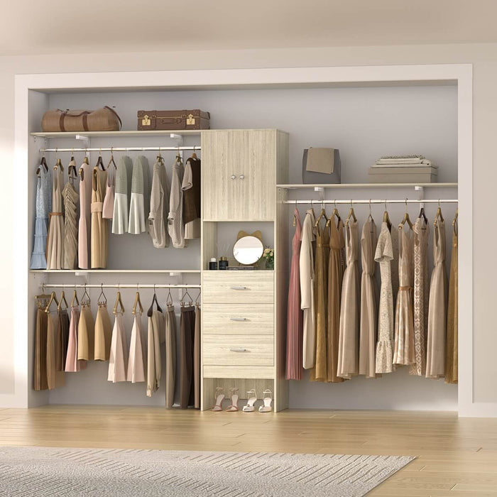 20'' - 120'' Adjustable Wooden Closet System with Doors and Drawers