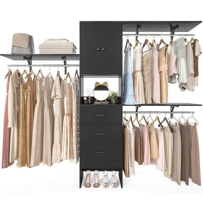 20"-96" W Wooden Closet System with Doors and Drawers