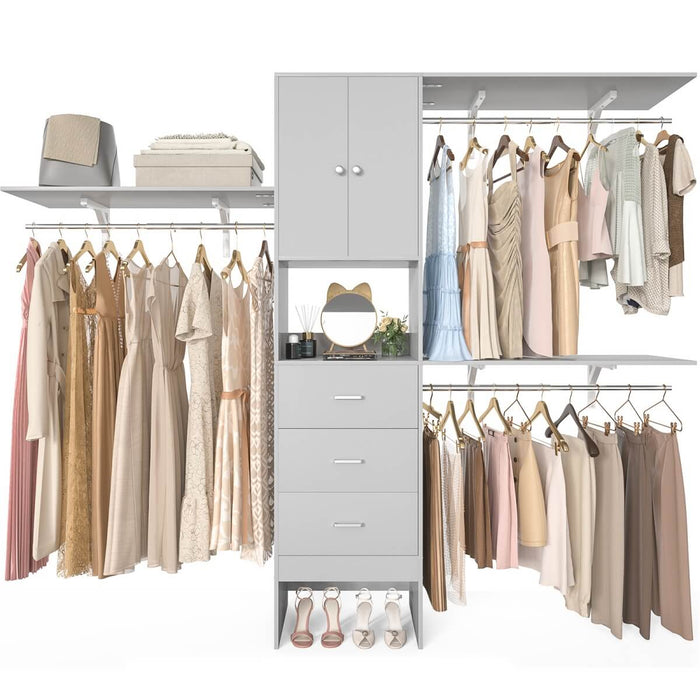 20"-96" W Wooden Closet System with Doors and Drawers