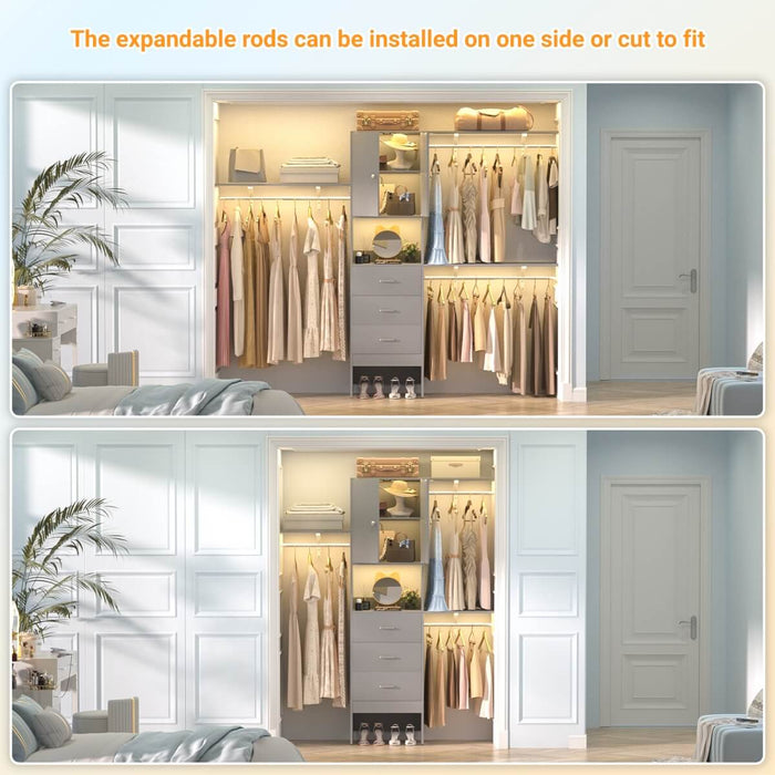 20"-96" W Wooden Closet System with Doors and Drawers