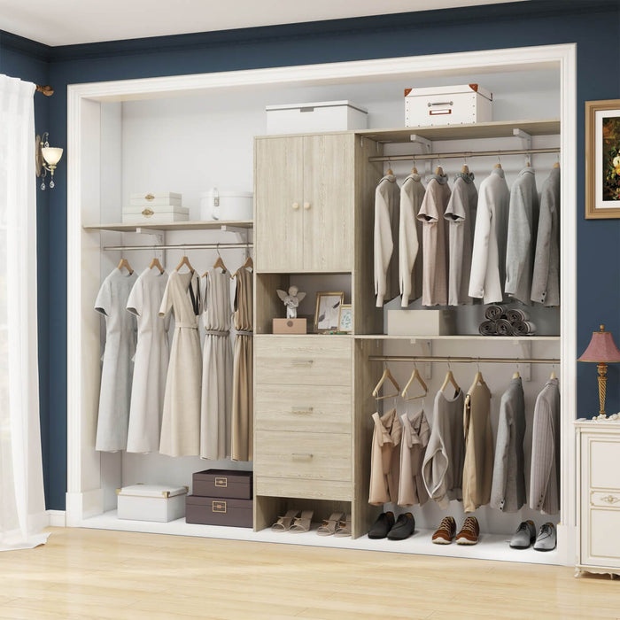 20"-96" W Wooden Closet System with Doors and Drawers