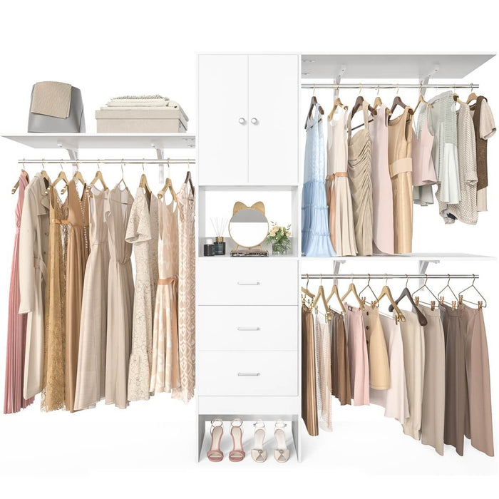 20"-96" W Wooden Closet System with Doors and Drawers