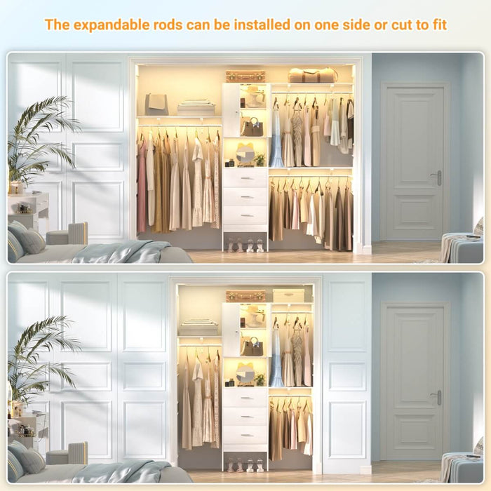 20"-96" W Wooden Closet System with Doors and Drawers