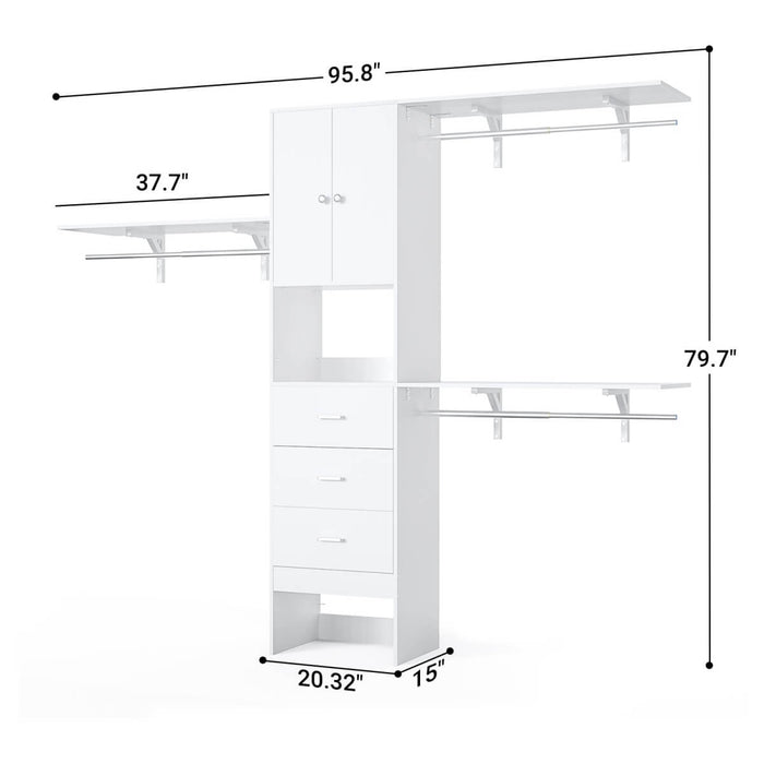 20"-96" W Wooden Closet System with Doors and Drawers