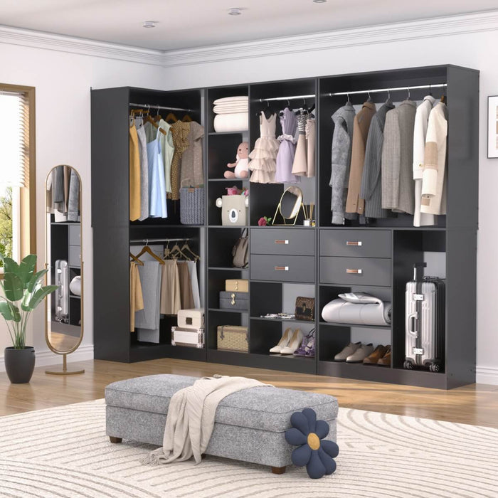 71'' Freestanding Corner Closet System Organizer for Walk-in Closet, Set of 3