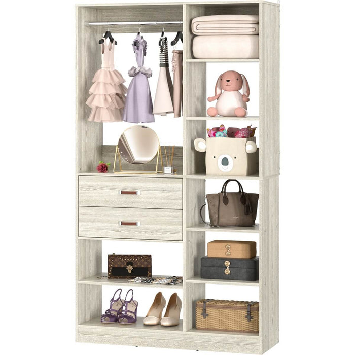 40'' W Freestanding Closet System Walk-in Closet Organizer with Drawers and Hanging Rod