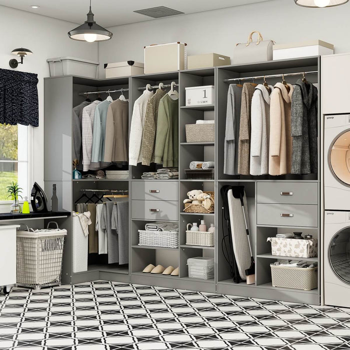 71'' Freestanding Corner Closet System Organizer for Walk-in Closet, Set of 3