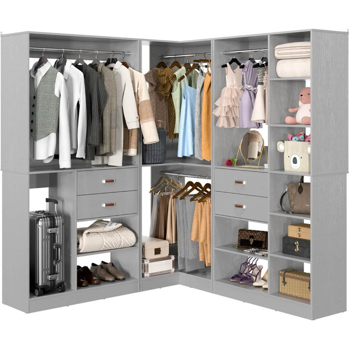 71'' Freestanding Corner Closet System Organizer for Walk-in Closet, Set of 3