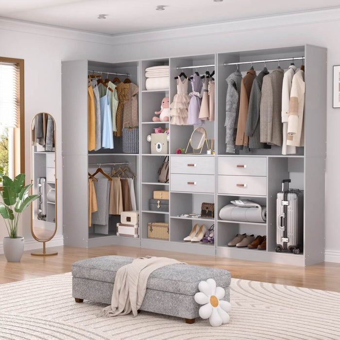 71'' Freestanding Corner Closet System Organizer for Walk-in Closet, Set of 3