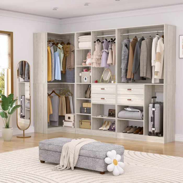 71'' Freestanding Corner Closet System Organizer for Walk-in Closet, Set of 3