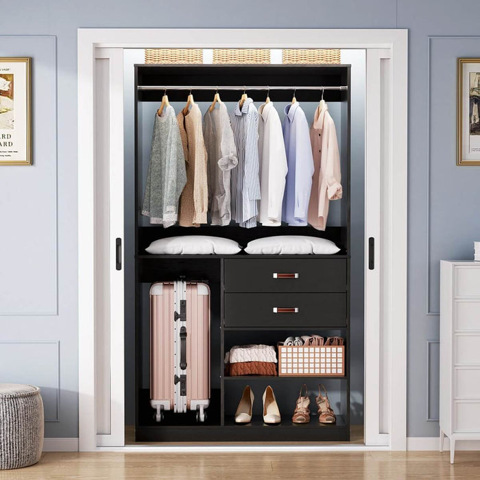 40'' Freestanding Closet Organizer System with Hanging Rods, Drawers, Storage Shelves