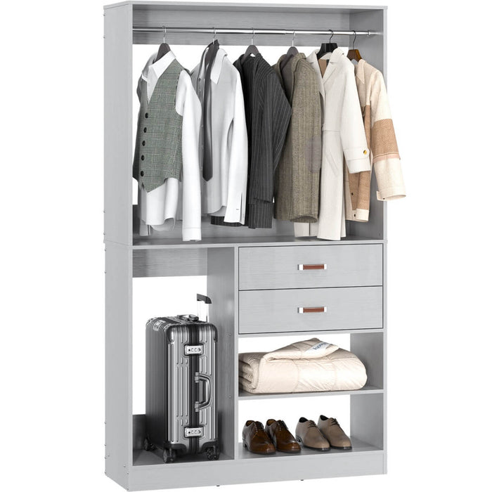40'' Freestanding Closet Organizer System with Hanging Rods, Drawers, Storage Shelves