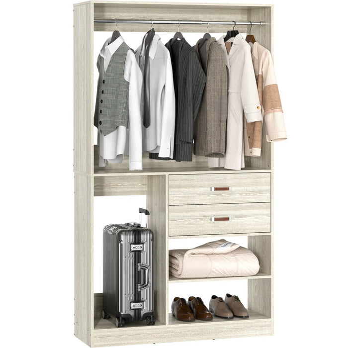 40'' Freestanding Closet Organizer System with Hanging Rods, Drawers, Storage Shelves