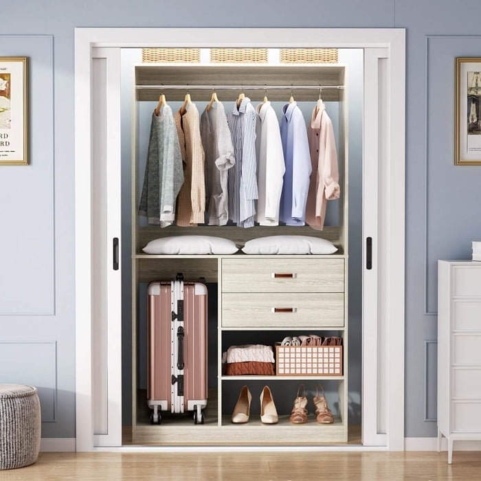 40'' Freestanding Closet Organizer System with Hanging Rods, Drawers, Storage Shelves