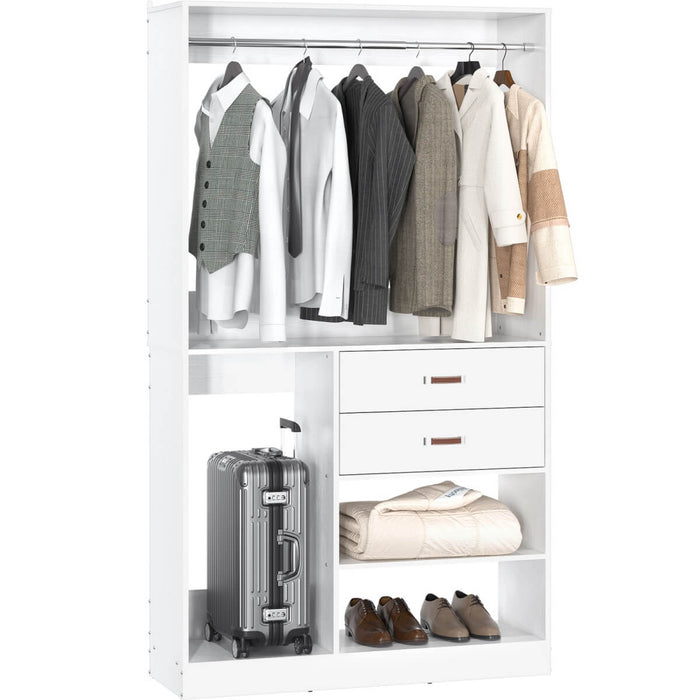40'' Freestanding Closet Organizer System with Hanging Rods, Drawers, Storage Shelves