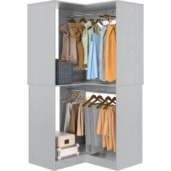 31.5'' Freestanding Corner Closet Organizer with Hanging Rods, Space-saving Closet System for Walk-in Closet