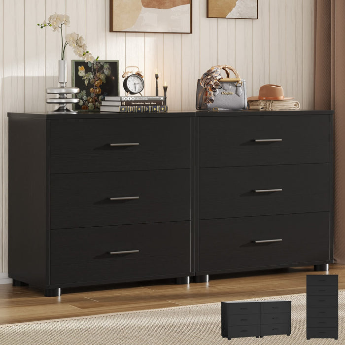 Wooden 3 Drawer Dresser, 2 Pack