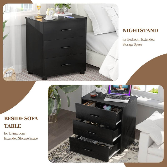 Wooden 3 Drawer Dresser, 2 Pack