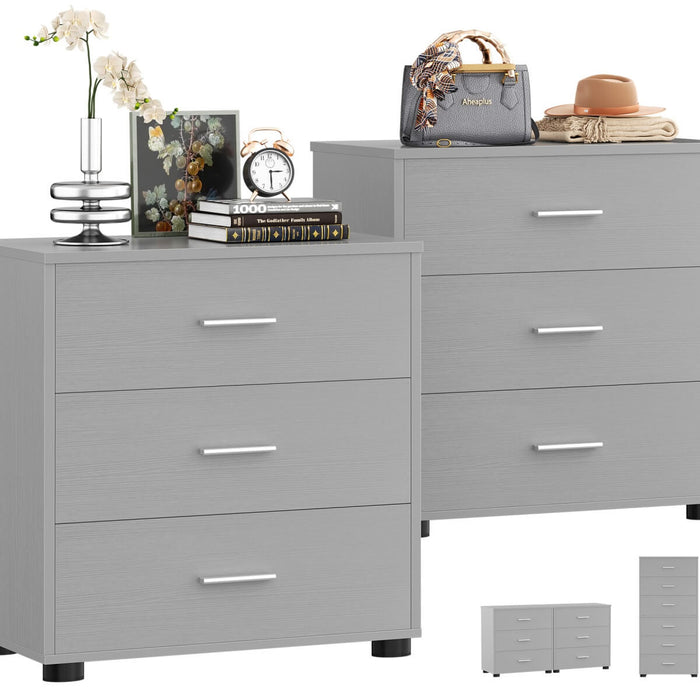 Wooden 3 Drawer Dresser, 2 Pack