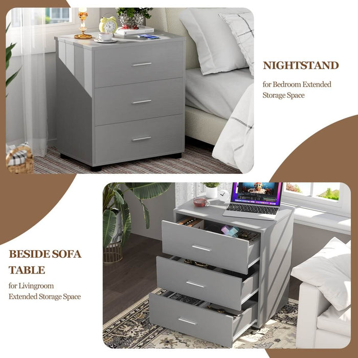 Wooden 3 Drawer Dresser, 2 Pack