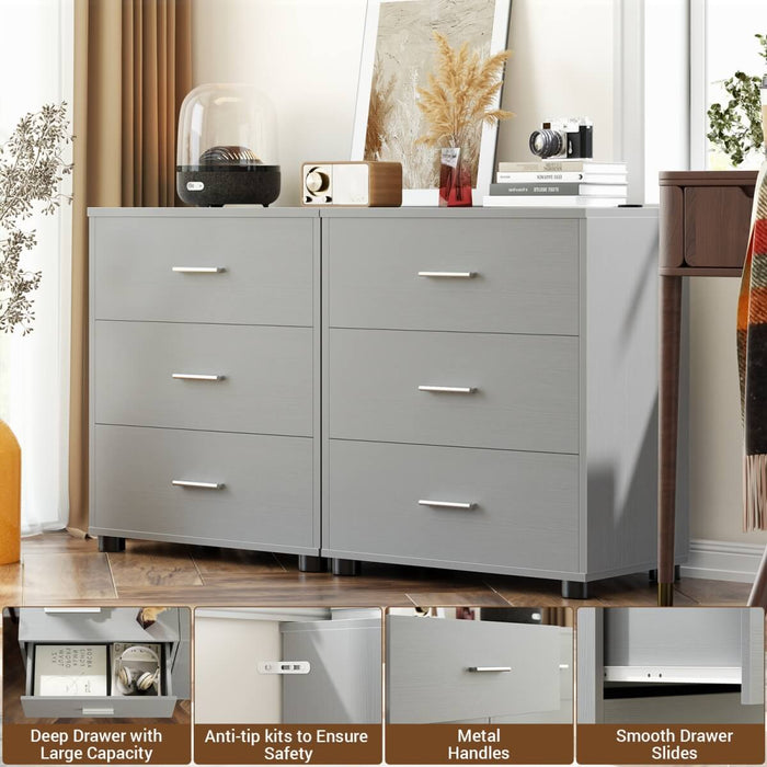 Wooden 3 Drawer Dresser, 2 Pack