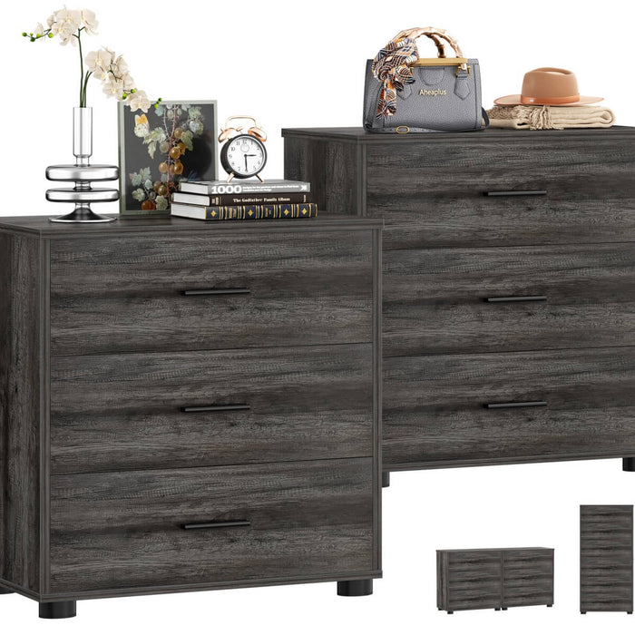 Wooden 3 Drawer Dresser, 2 Pack