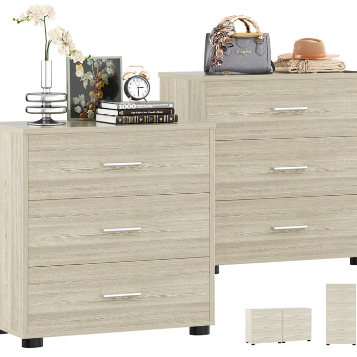 Wooden 3 Drawer Dresser, 2 Pack