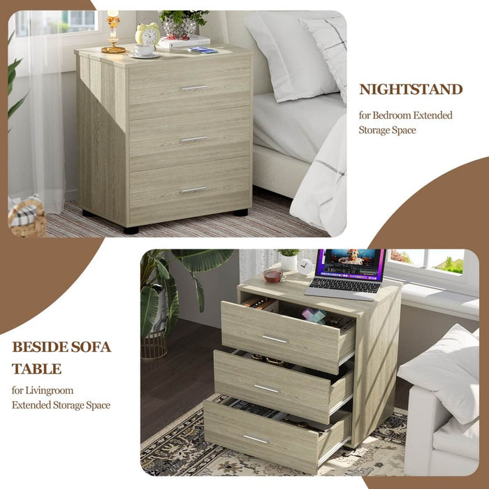 Wooden 3 Drawer Dresser, 2 Pack