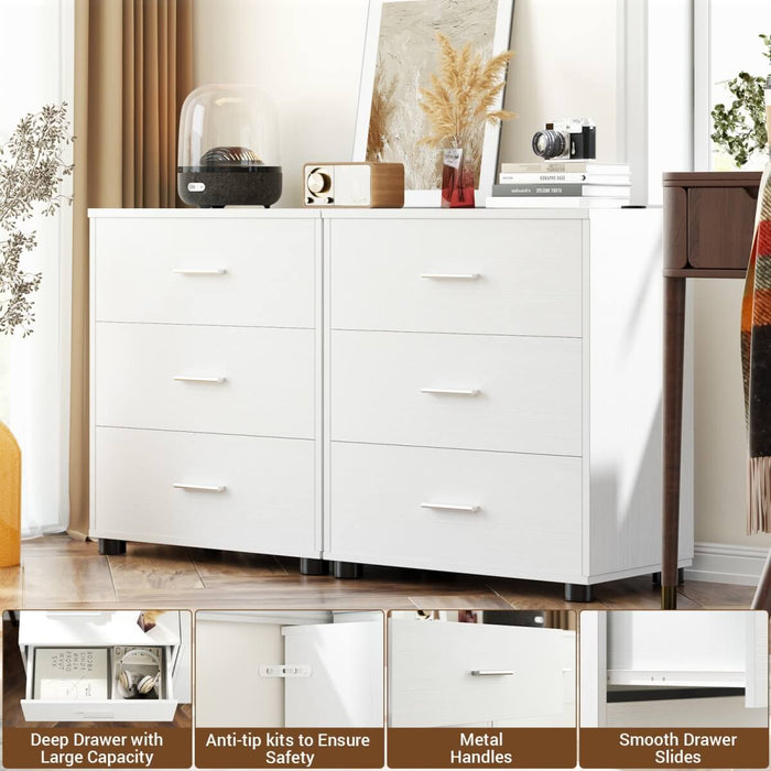 Wooden 3 Drawer Dresser, 2 Pack
