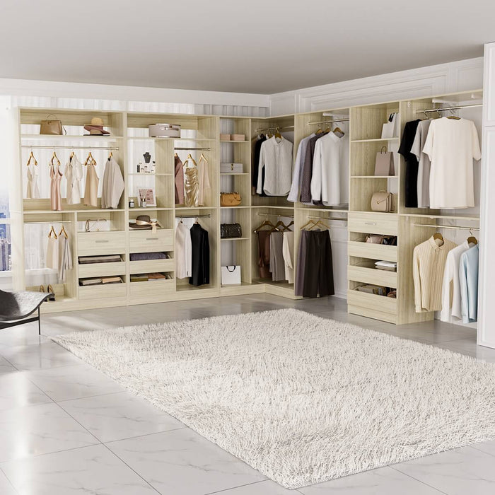 Walk-In Closet Organizer System with Corner, 4 Sets, 72-204 Inch Adjustable