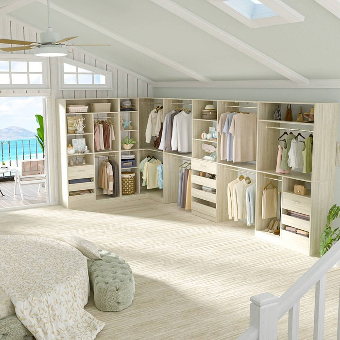 Walk-In Closet Organizer System with Corner, 4 Sets, 72-204 Inch Adjustable