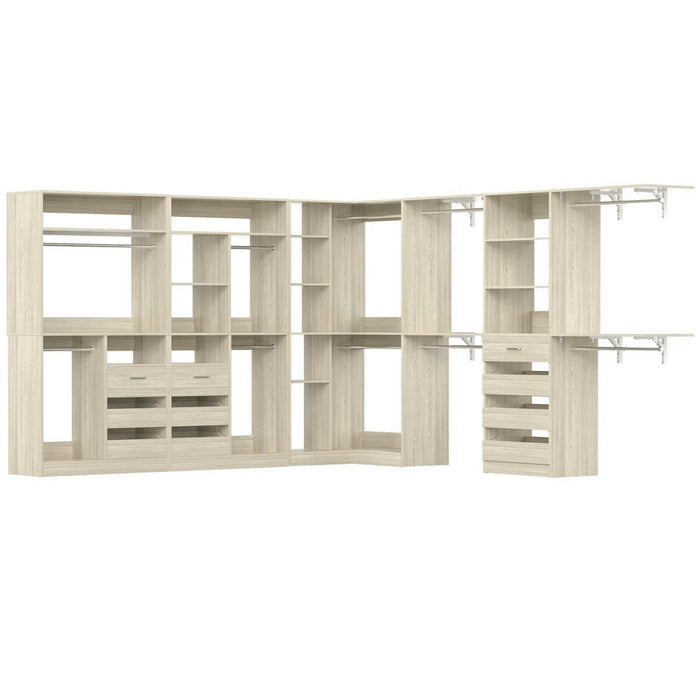 Walk-In Closet Organizer System with Corner, 4 Sets, 72-204 Inch Adjustable